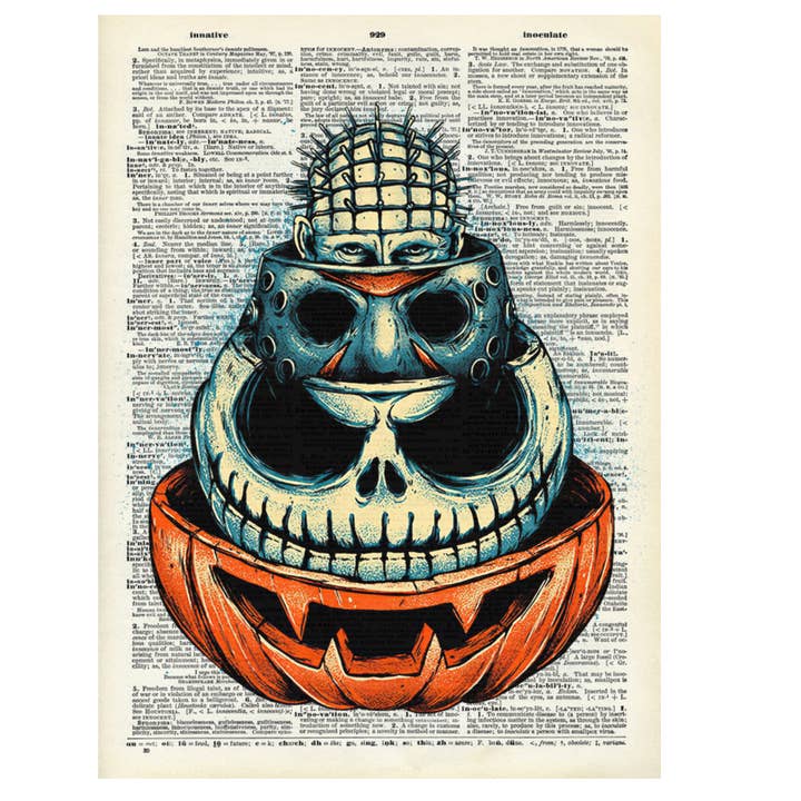 Horror Figures, Halloween Vintage Dictionary Art Print