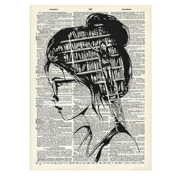 Girl Books Dictionary Art Print