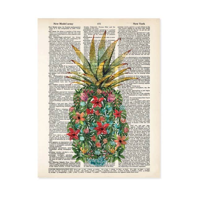 Pineapple Monstera Tropical Dictionary Art Print