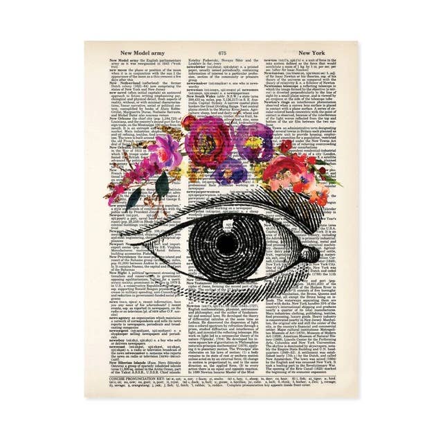 Pink Tones Eye Flowers Dictionary Art Print