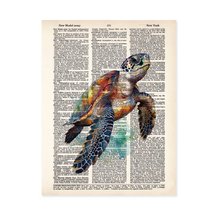 Sea Turtle Dictionary Art Print