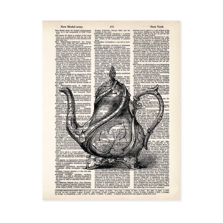 Teapot with Leaf Dictionary Art Print