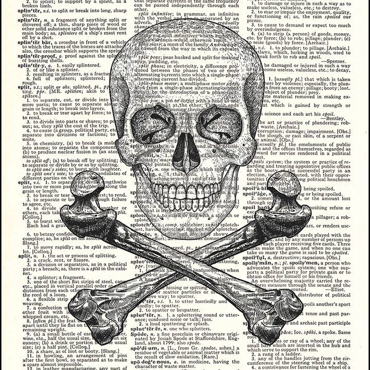 Skull and Crossbones Dictionary Art Print