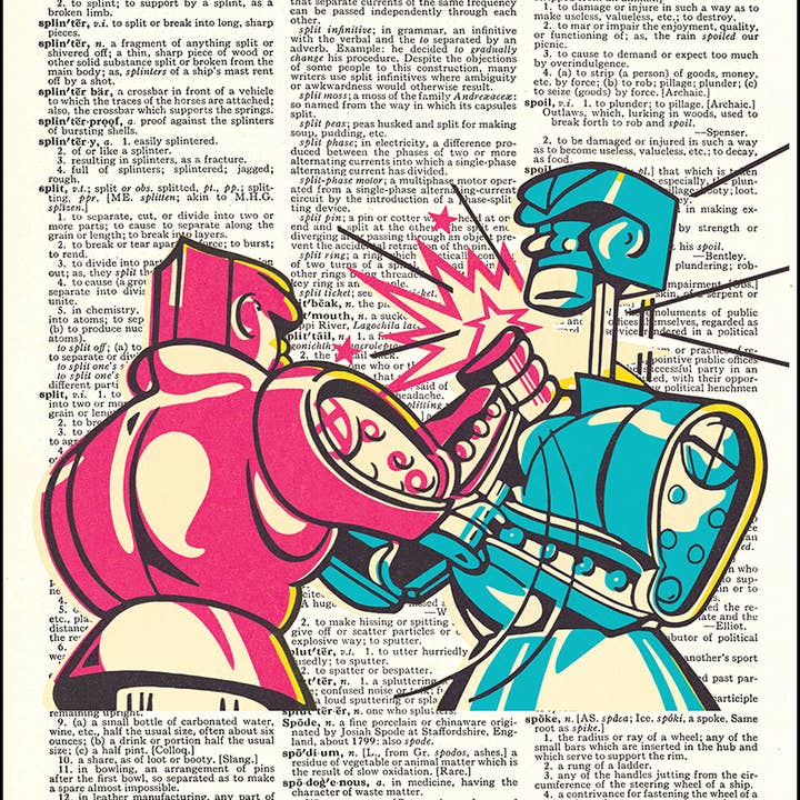 Rock em Sock em Robots Dictionary Art Print