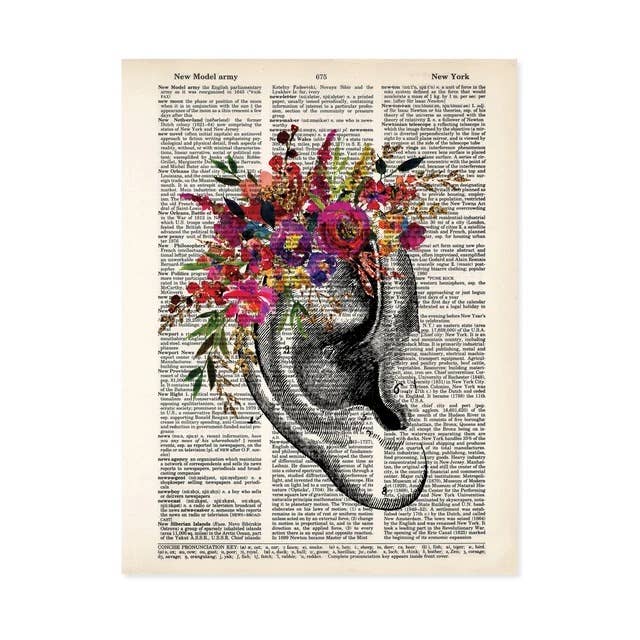 Pink Tones Flowers Ear Dictionary Art Print