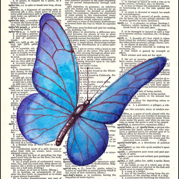 Butterfly Watercolor Dictionary Art Print