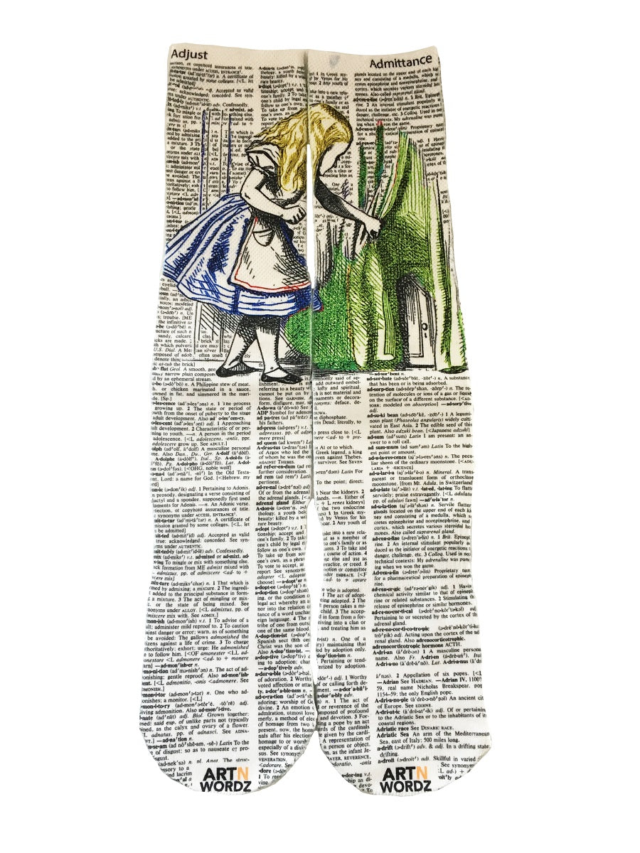 Wearable Alice Door Unisex Dictionary Art Socks