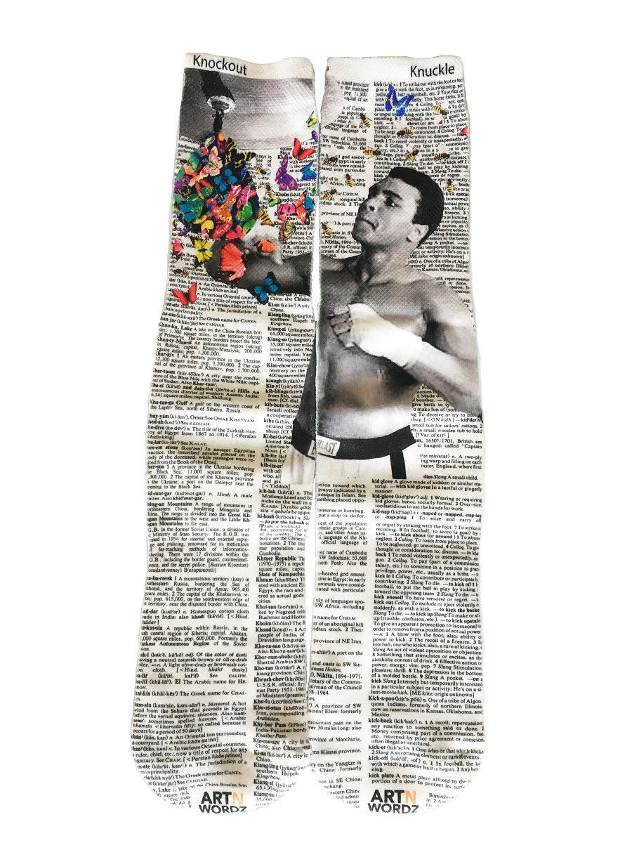 Wearable Ali Butterfly Float & Fly Unisex Dictionary Art Socks