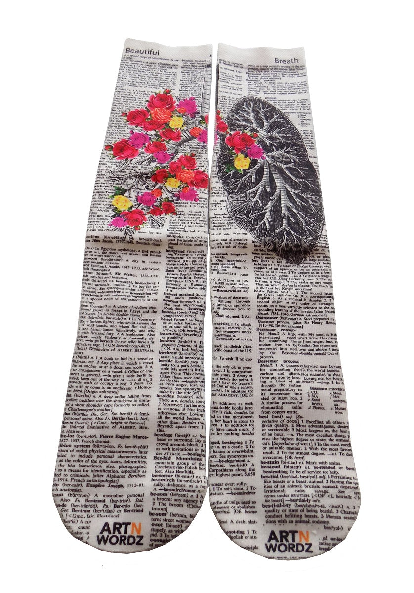Wearable Flower Lungs Unisex Dictionary Art Socks