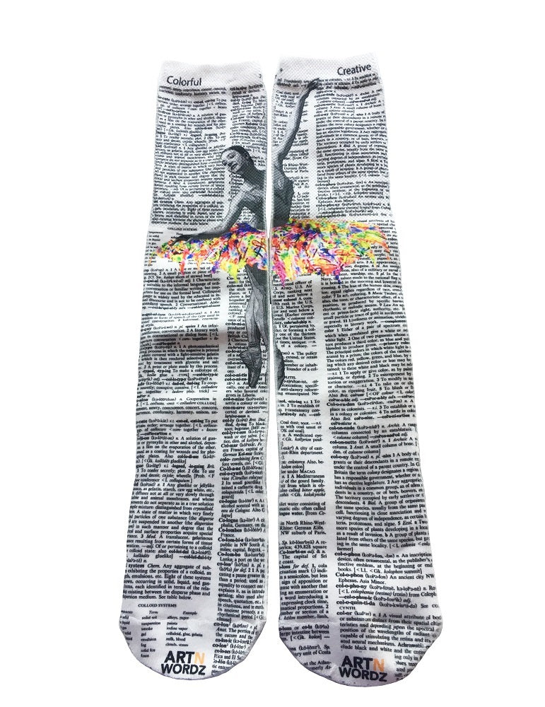 Wearable Colorful Ballet Unisex Dictionary Art Socks