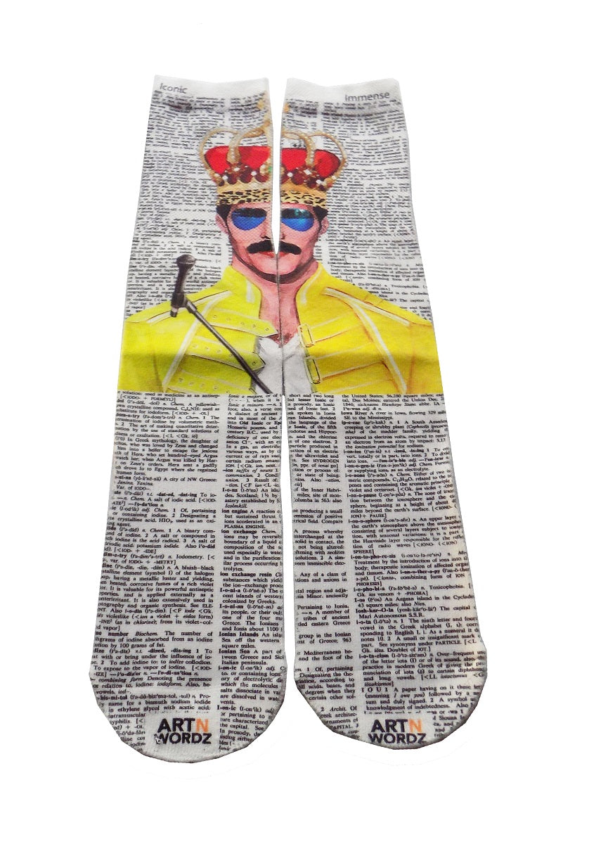 Wearable Rock Royalty Unisex Dictionary Art Socks