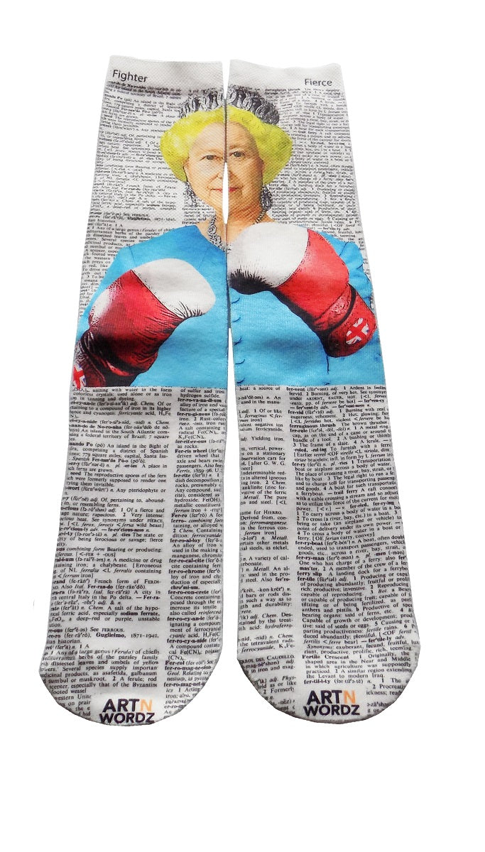 Wearable British Pound Queen Unisex Dictionary Art Socks
