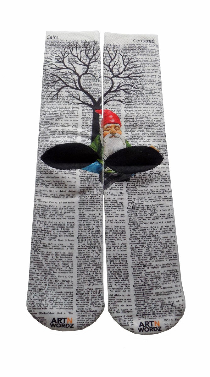 Wearable Gnomaste Gnome Unisex Dictionary Art Socks