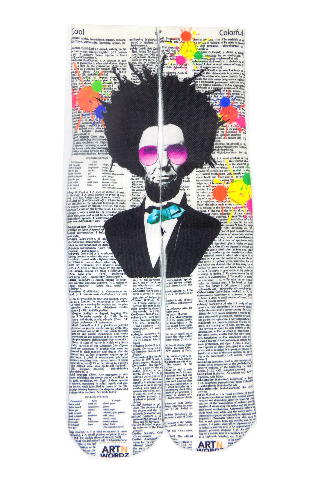 Wearable Lincoln Splash Unisex Dictionary Art Socks
