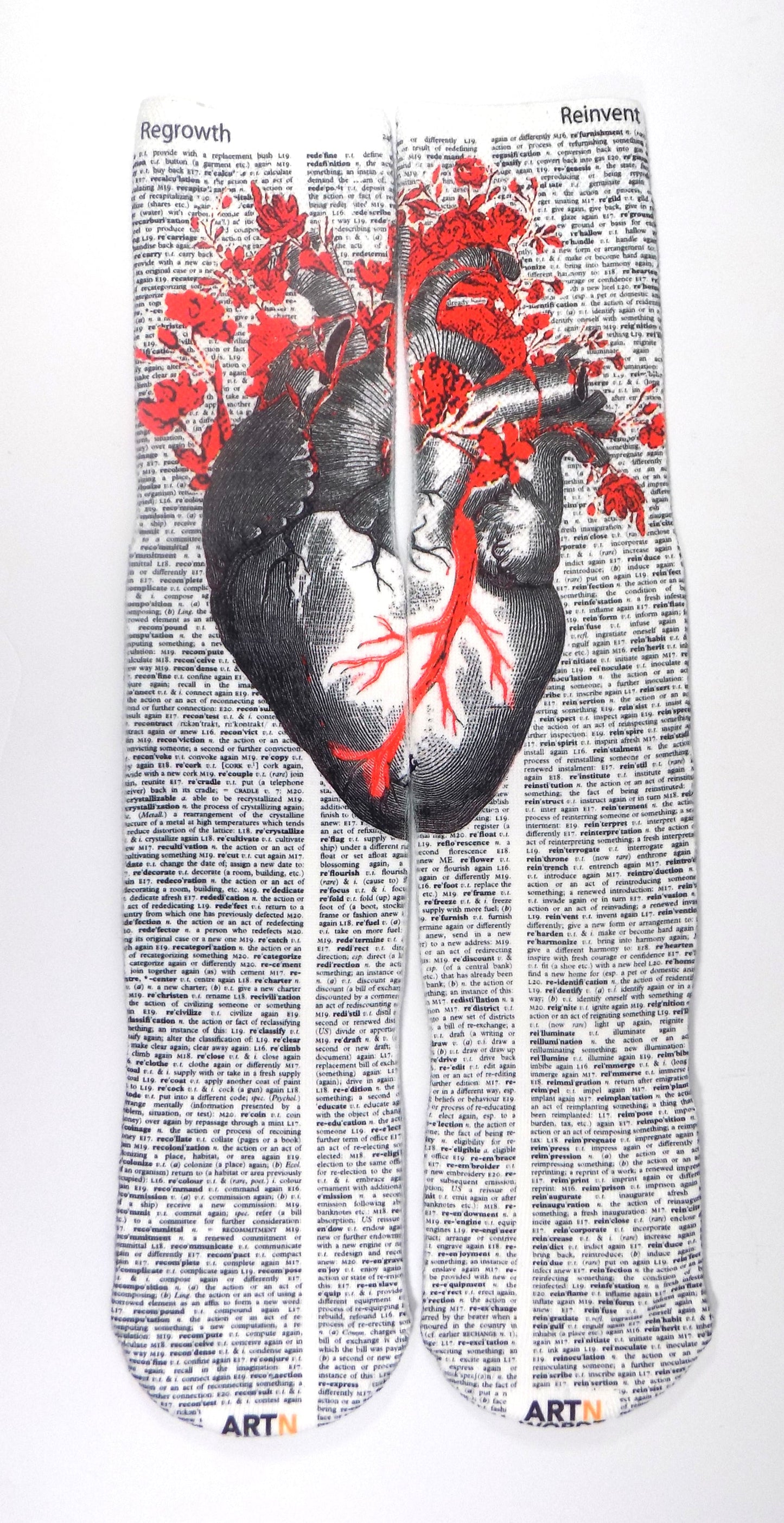 Wearable Garden Heart Unisex Dictionary Art Socks