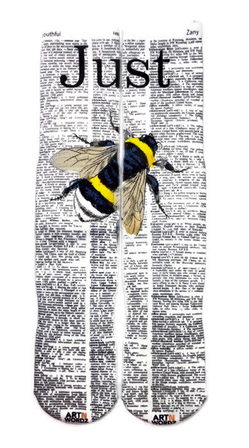 Wearable Just Bee Unisex Dictionary Art Socks