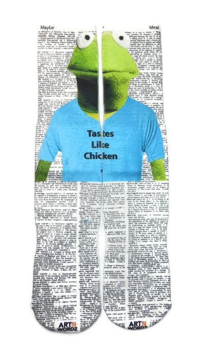 Wearable Tastes Like Chicken Kermit Unisex Dictionary Art Socks