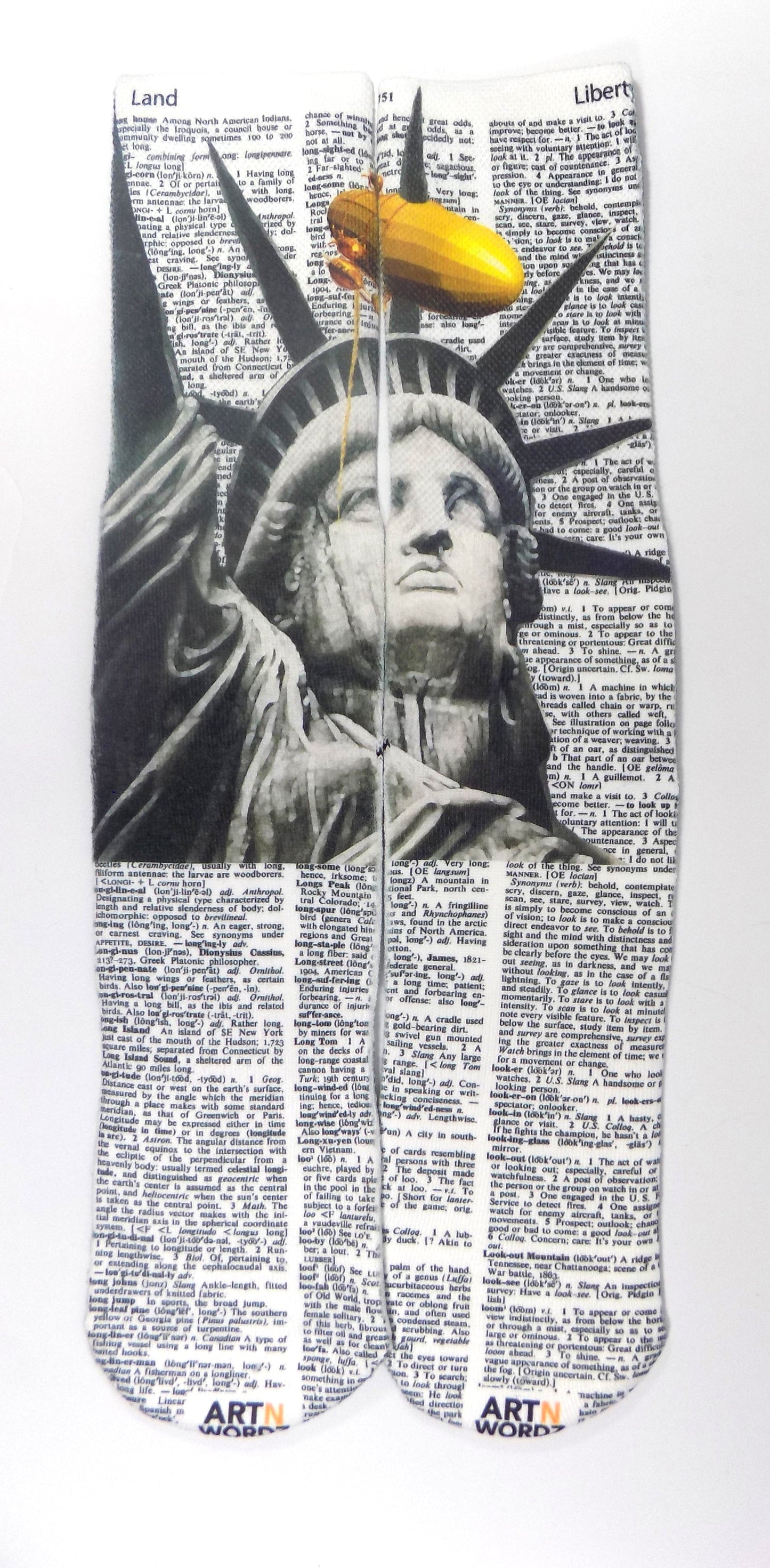 Wearable Land of Liberty Statue of Liberty Unisex Dictionary Art Socks