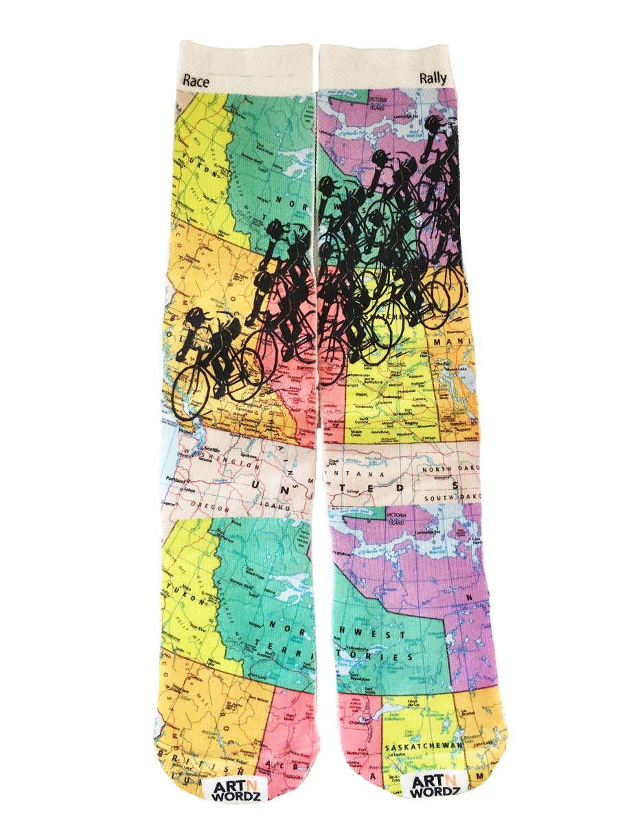 Wearable Bike Cyclists Race Unisex Atlas Art Socks