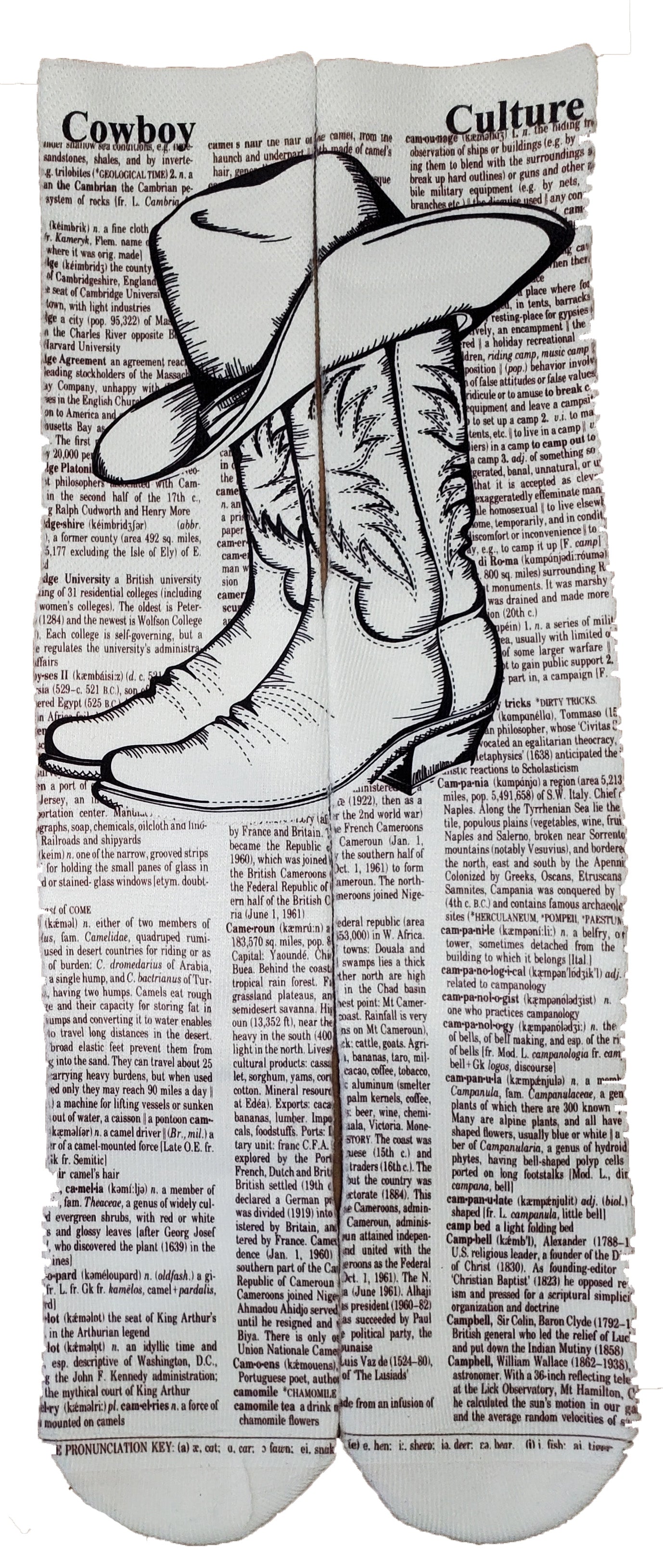 Cowboy Hat and Boots Unisex Dictionary Art Socks