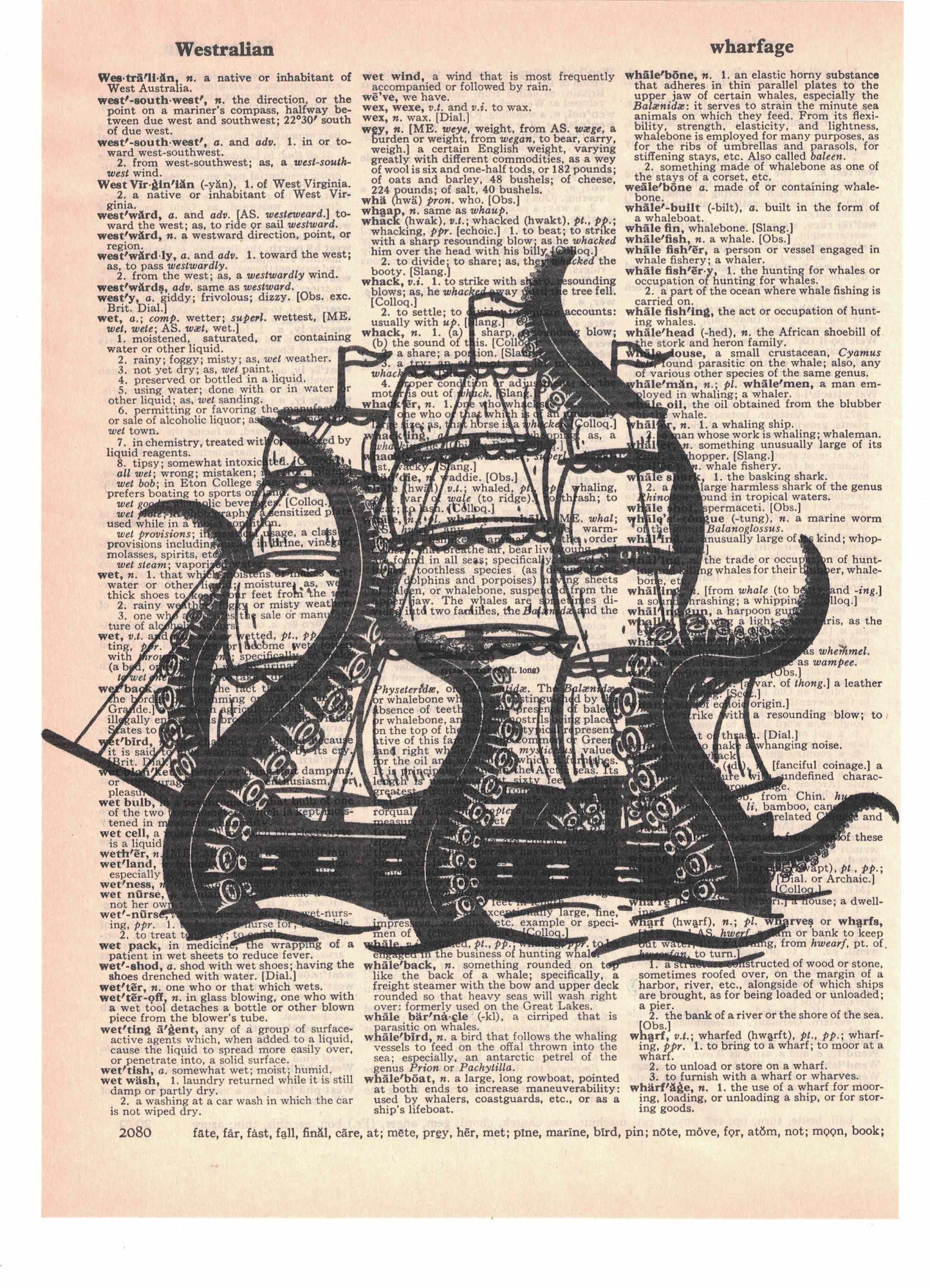 Kraken Ship Dictionary Art Print