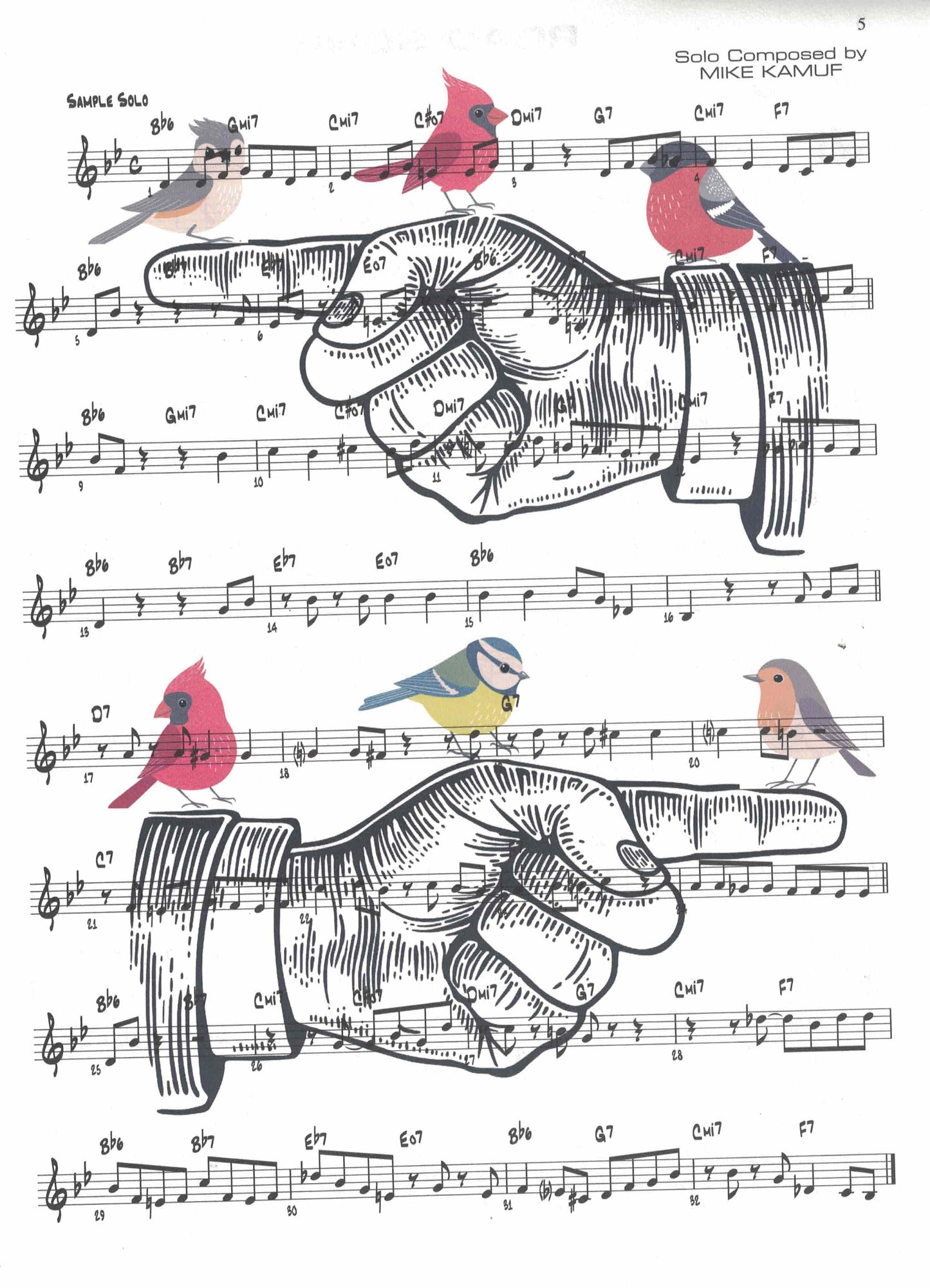 Finger Birds Sheet Music Art Print