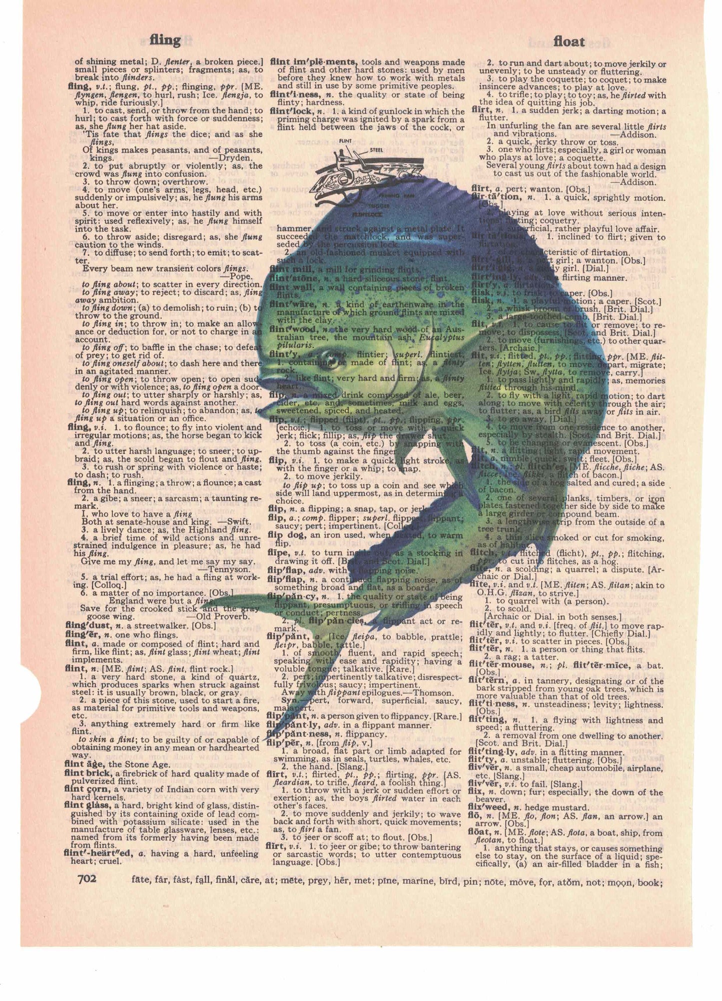 Mahi Mahi Salt Water Fish Dictionary Art Print