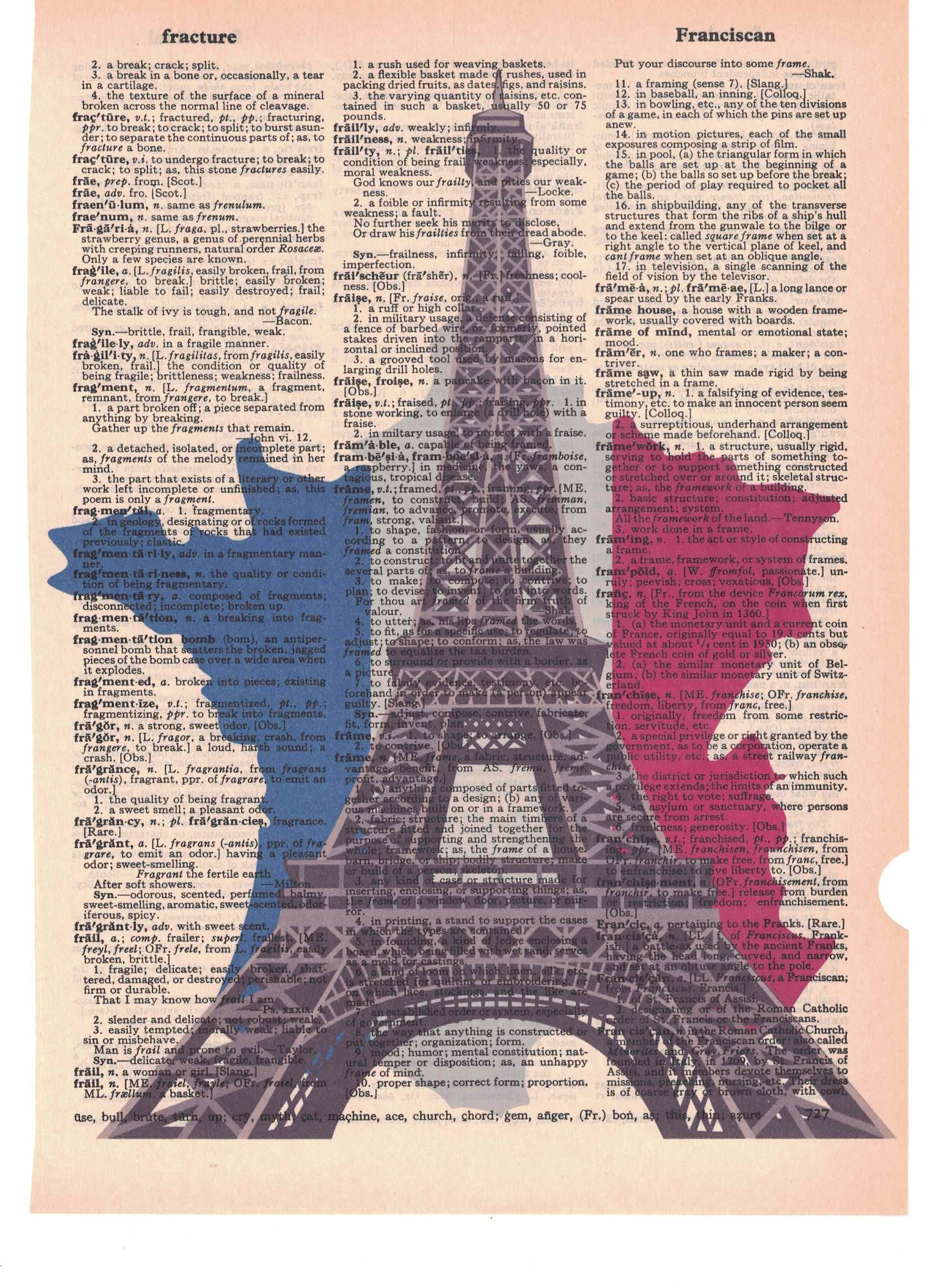 Eiffel Tower French Dictionary Art Print