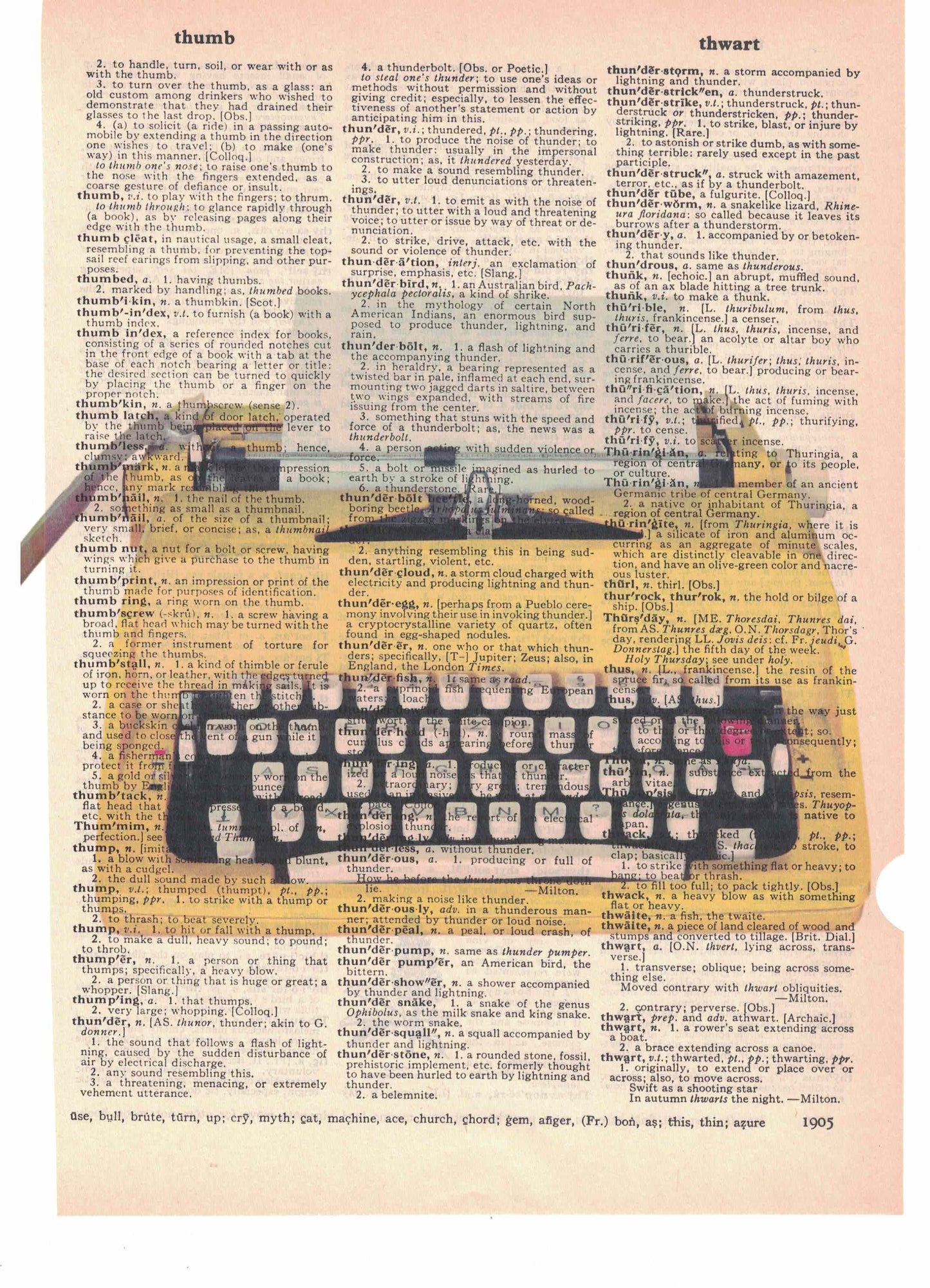 Yellow Typewriter Dictionary Art Print
