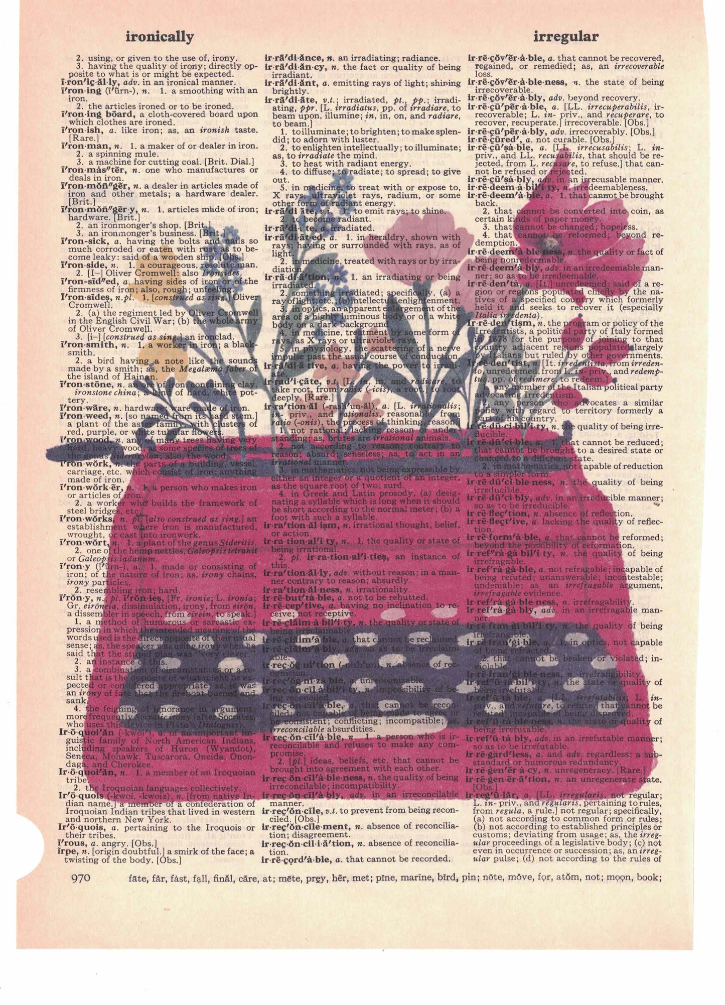 Typewriter Flowers Dictionary Art Print