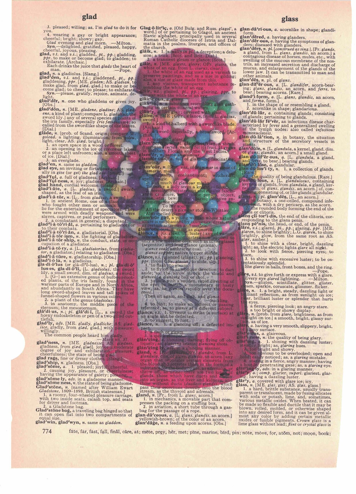 Gumball Machine Dictionary Art Print