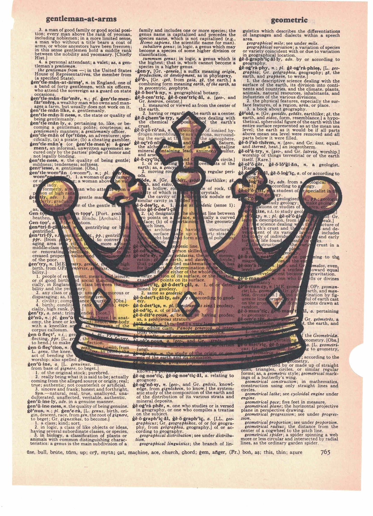 King Queen Royalty Crown Dictionary Art Print