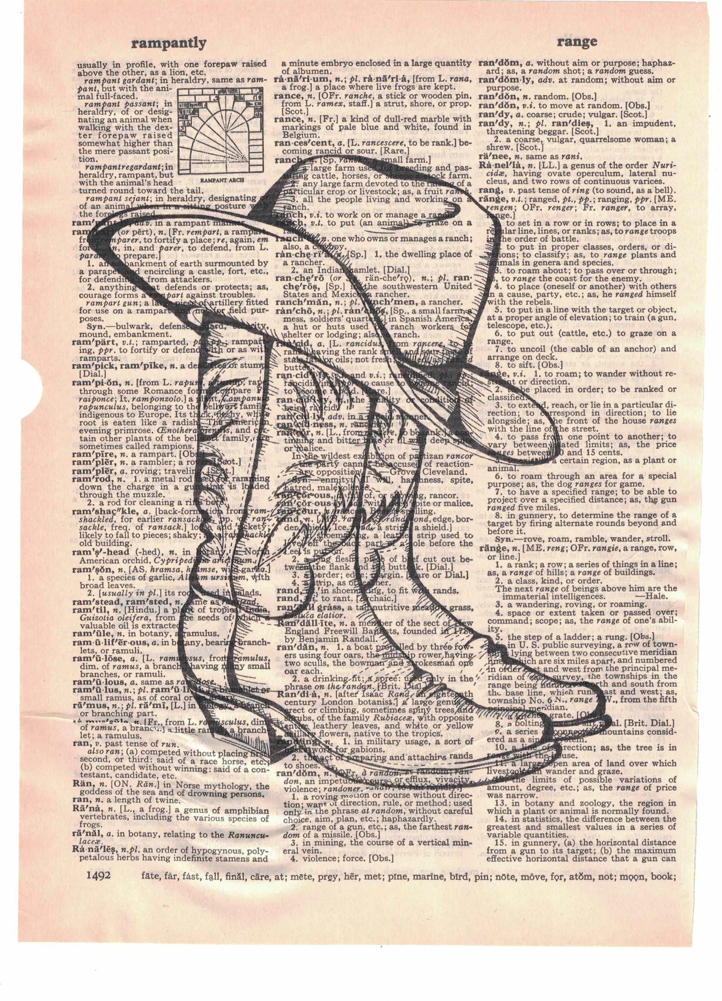 Cowboy Boots and Cowboy Hat Dictionary Art Print
