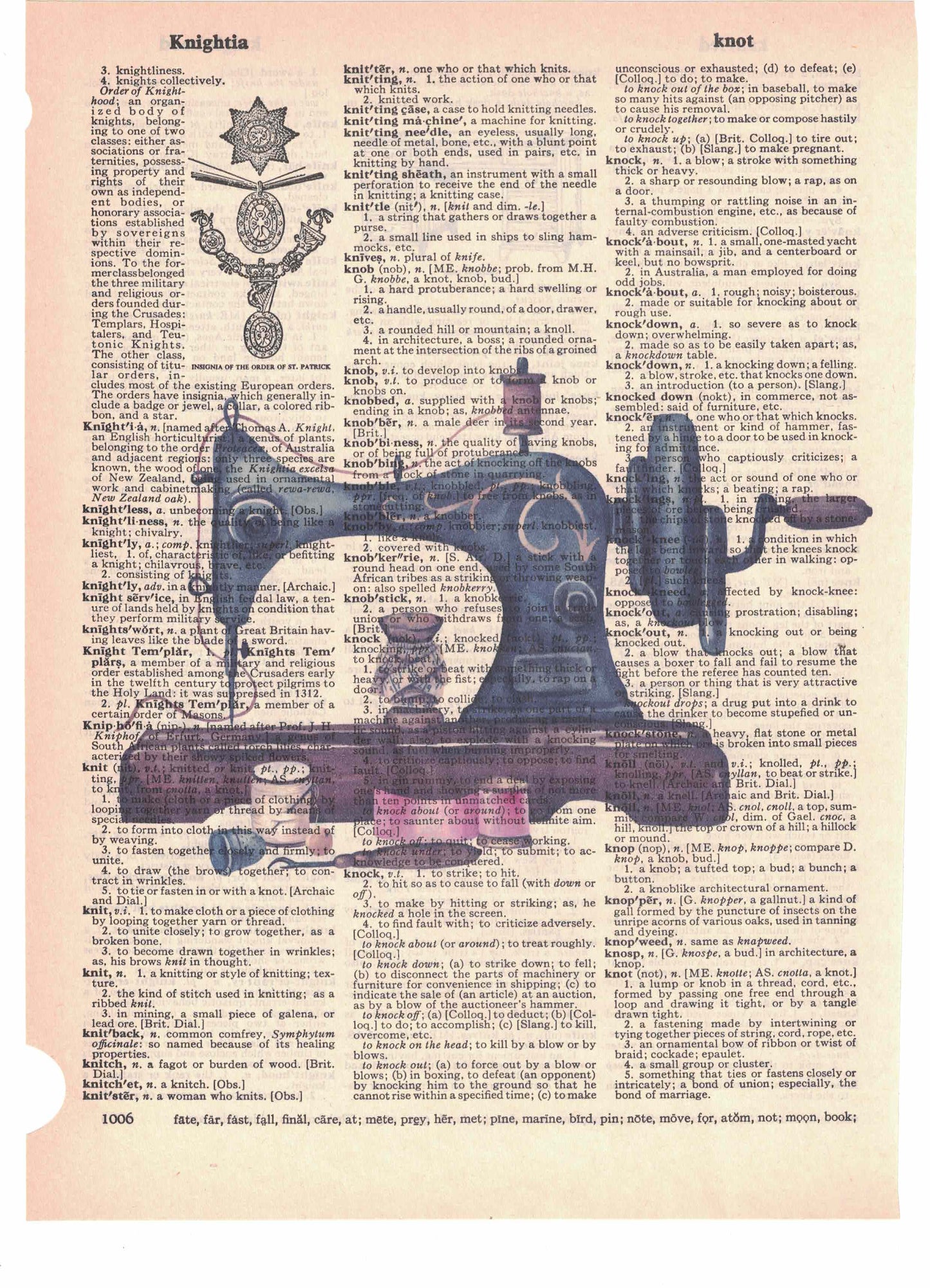 Vintage Sewing Machine Dictionary Art Print