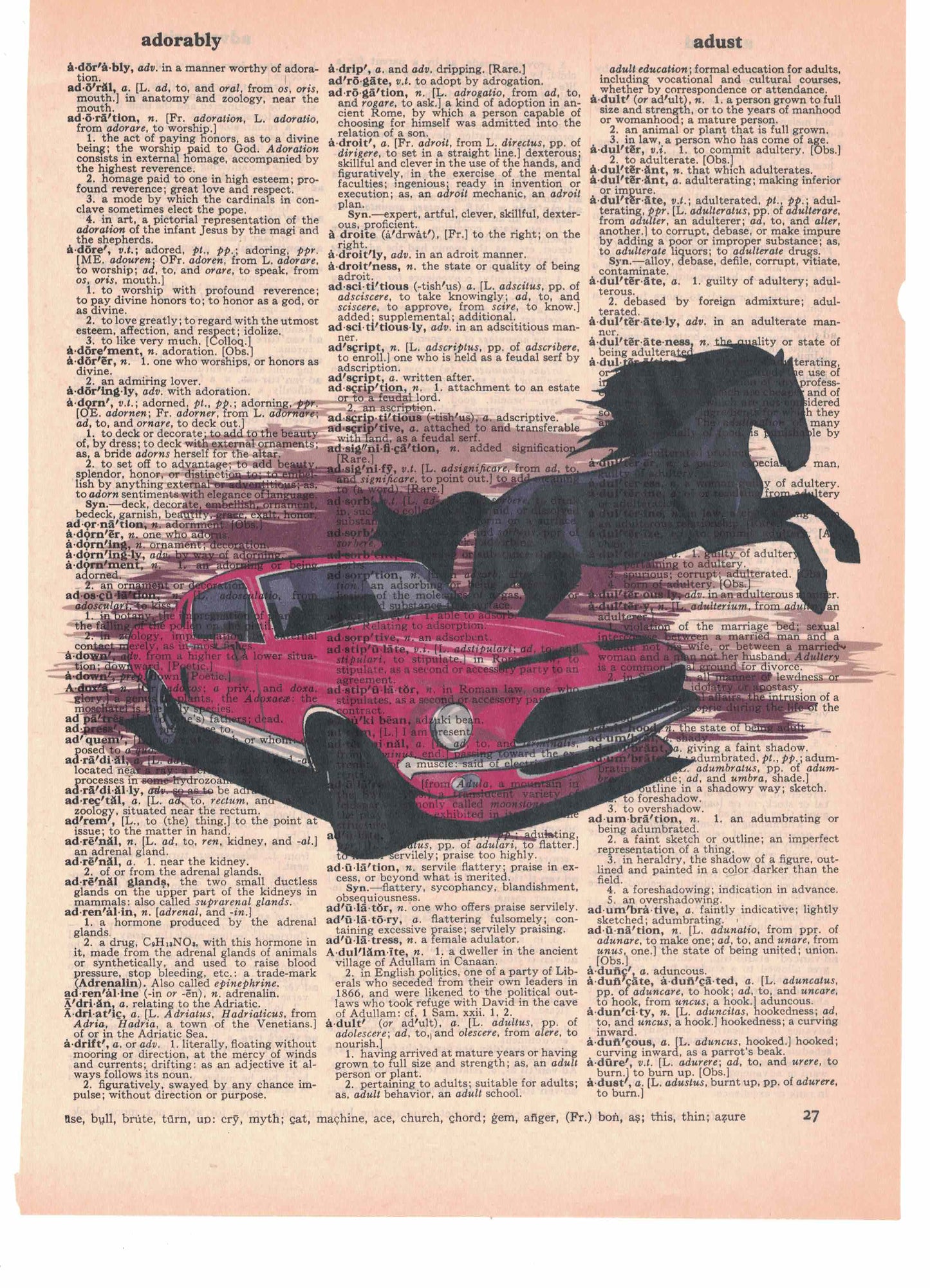 Mustang Horse Car Dictionary Art Print