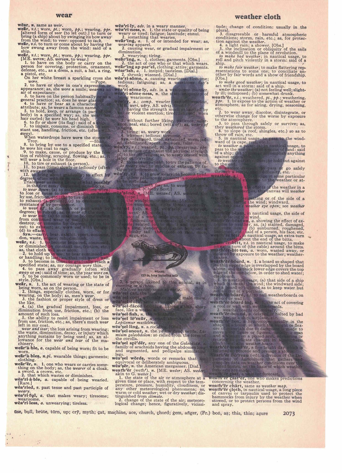 Giraffe with Sunglasses Dictionary Art Print