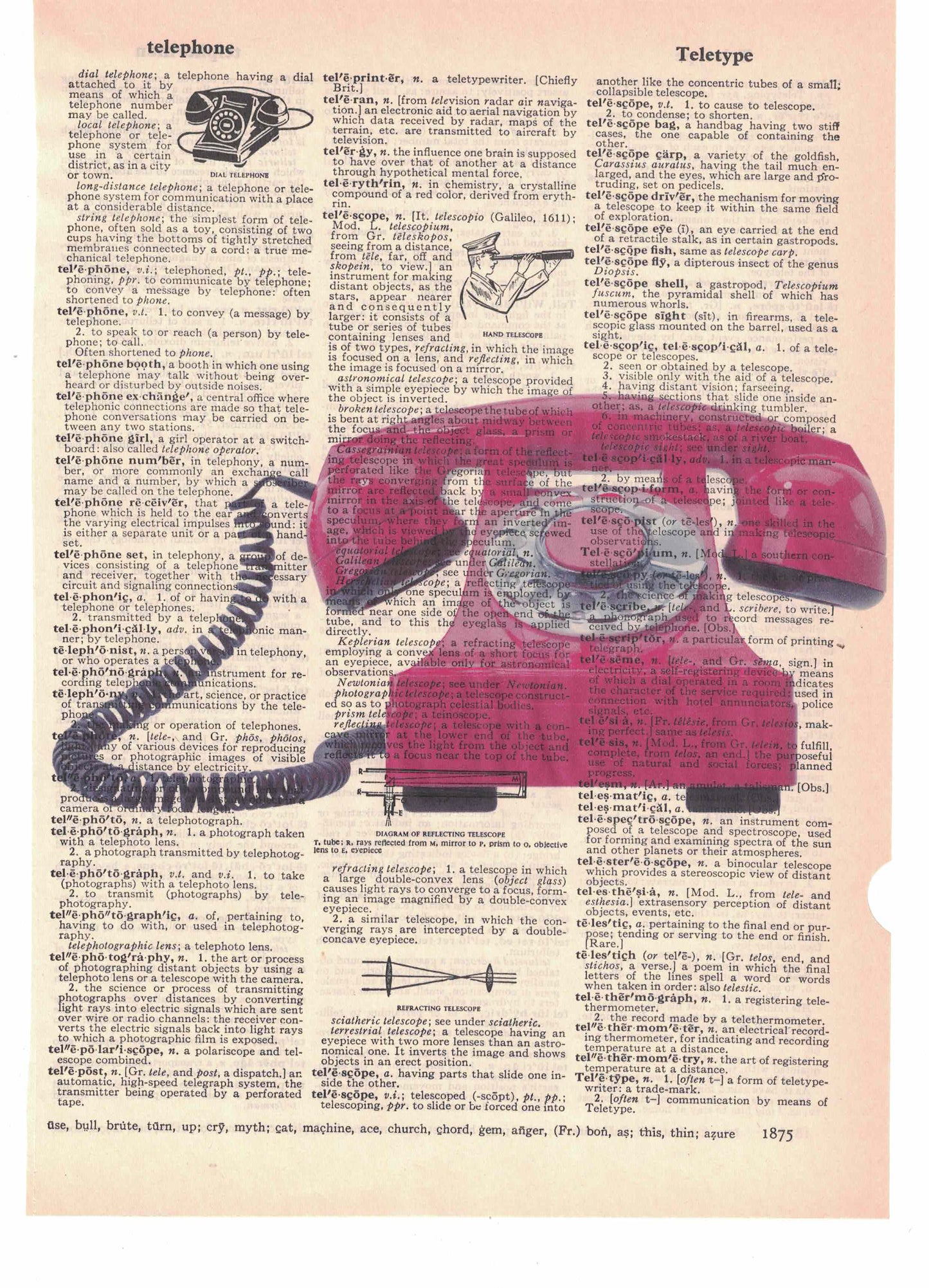 Red Telephone Dictionary Art Print
