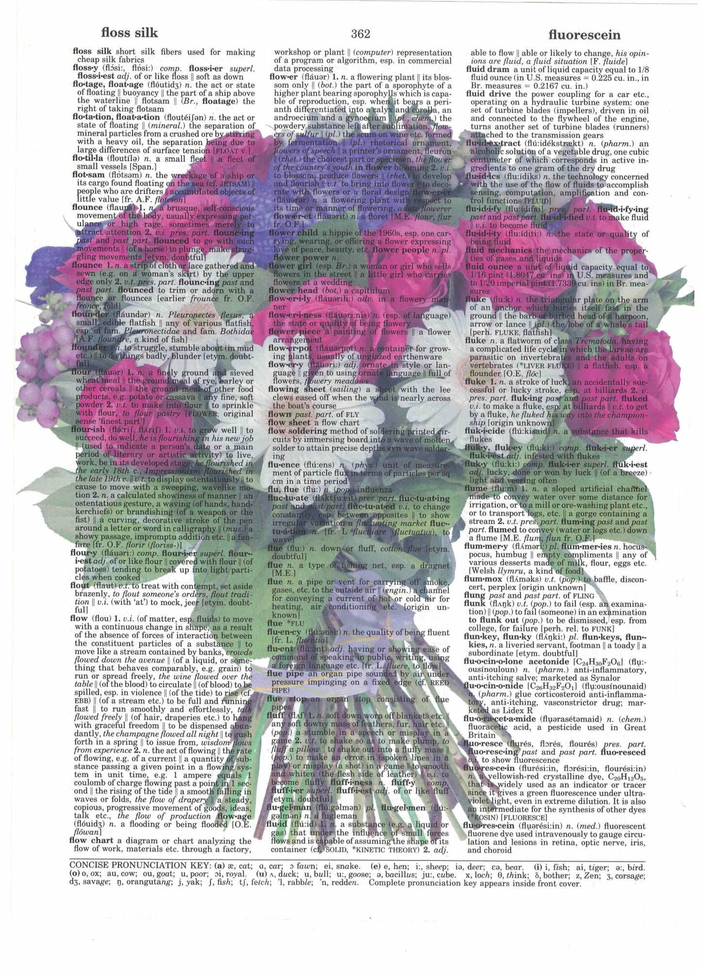 Flower Bouquet Dictionary Art Print