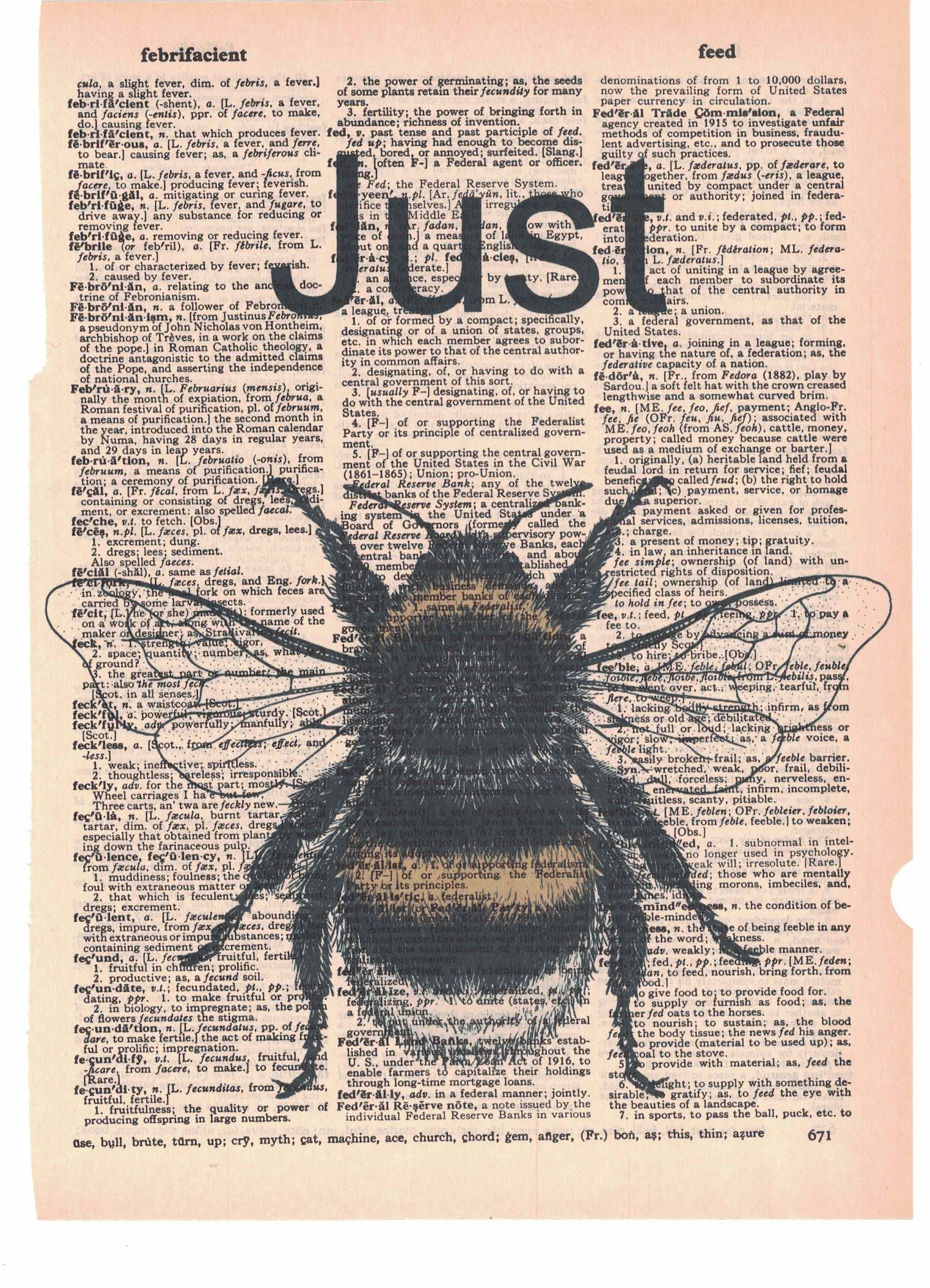 Just Bee Dictionary Page Art