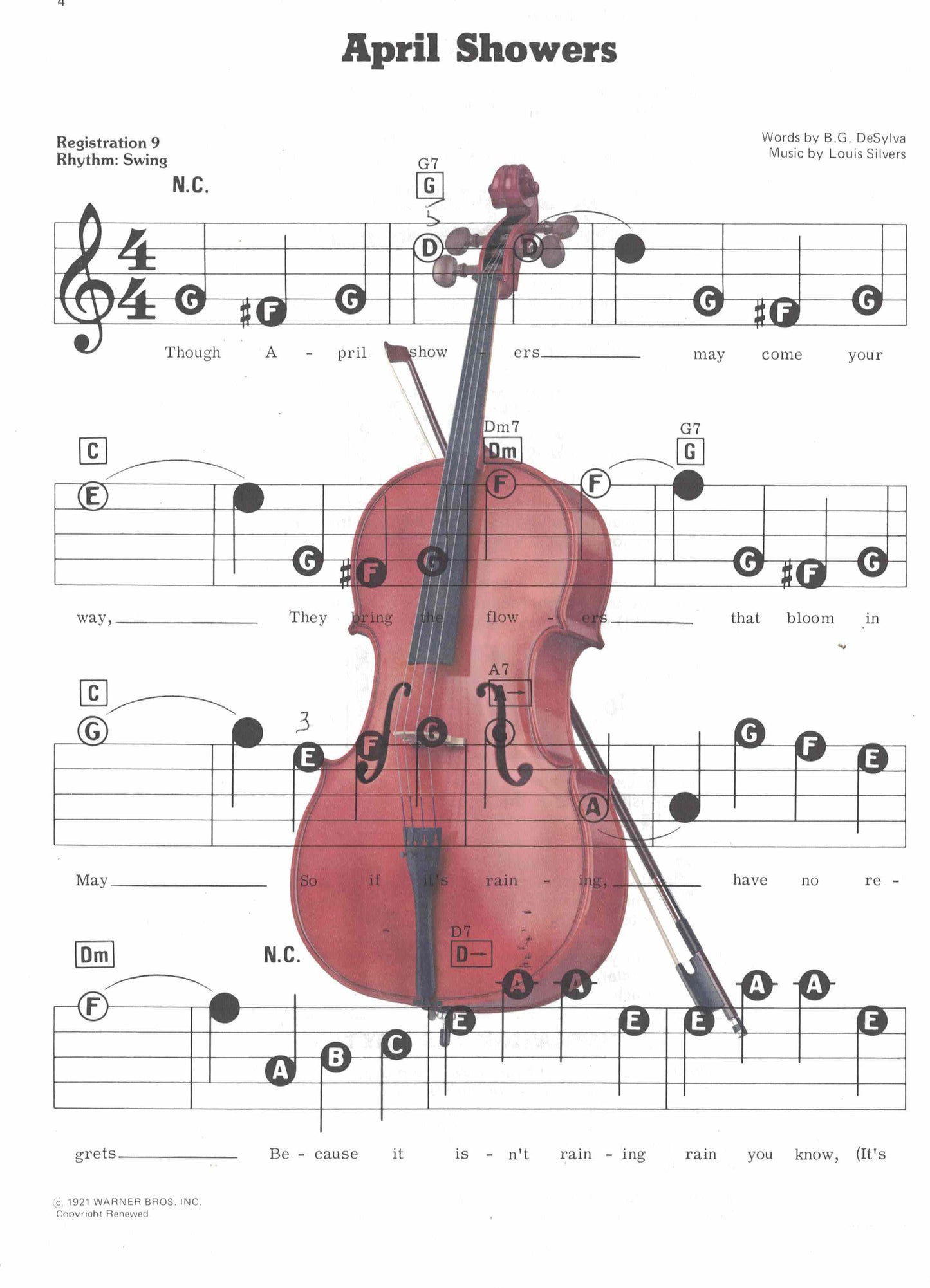 Cello on Sheet Music Art Print