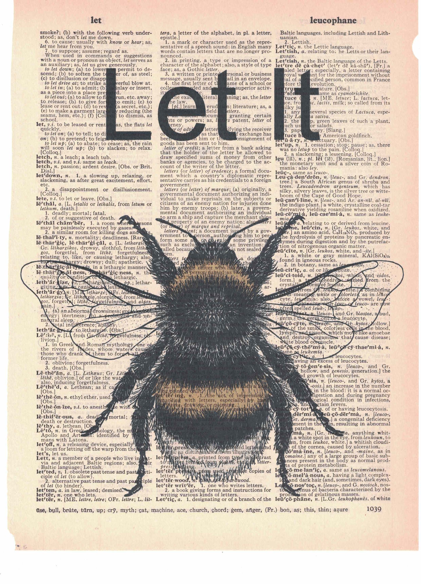 Let It Bee Dictionary Art Print