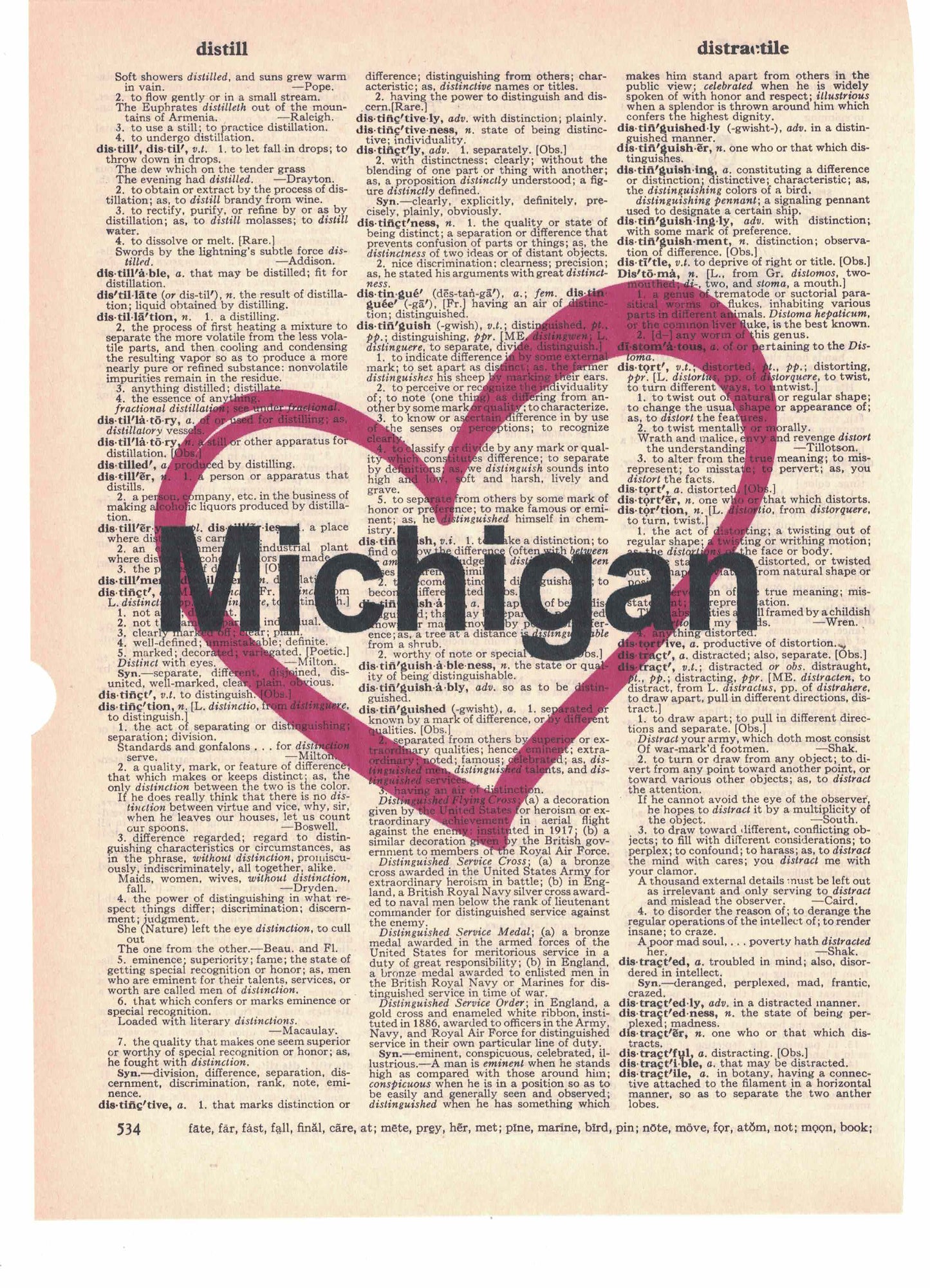 Michigan Love Dictionary Art Print