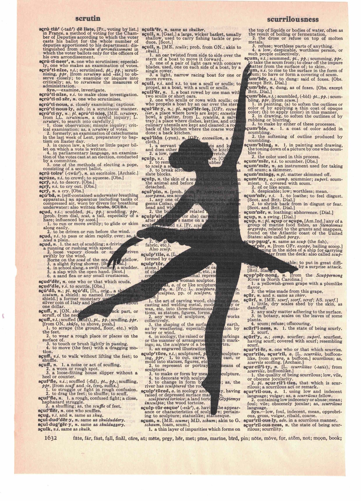 Ballet Dancer Reaching for the Sky Dictionary Art Print