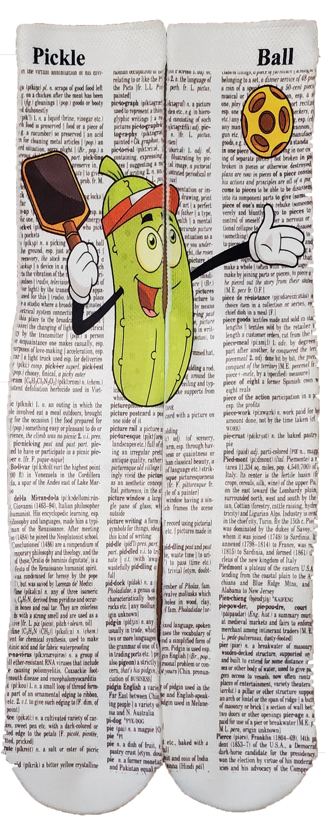 Pickle Ball Unisex Dictionary Art Socks