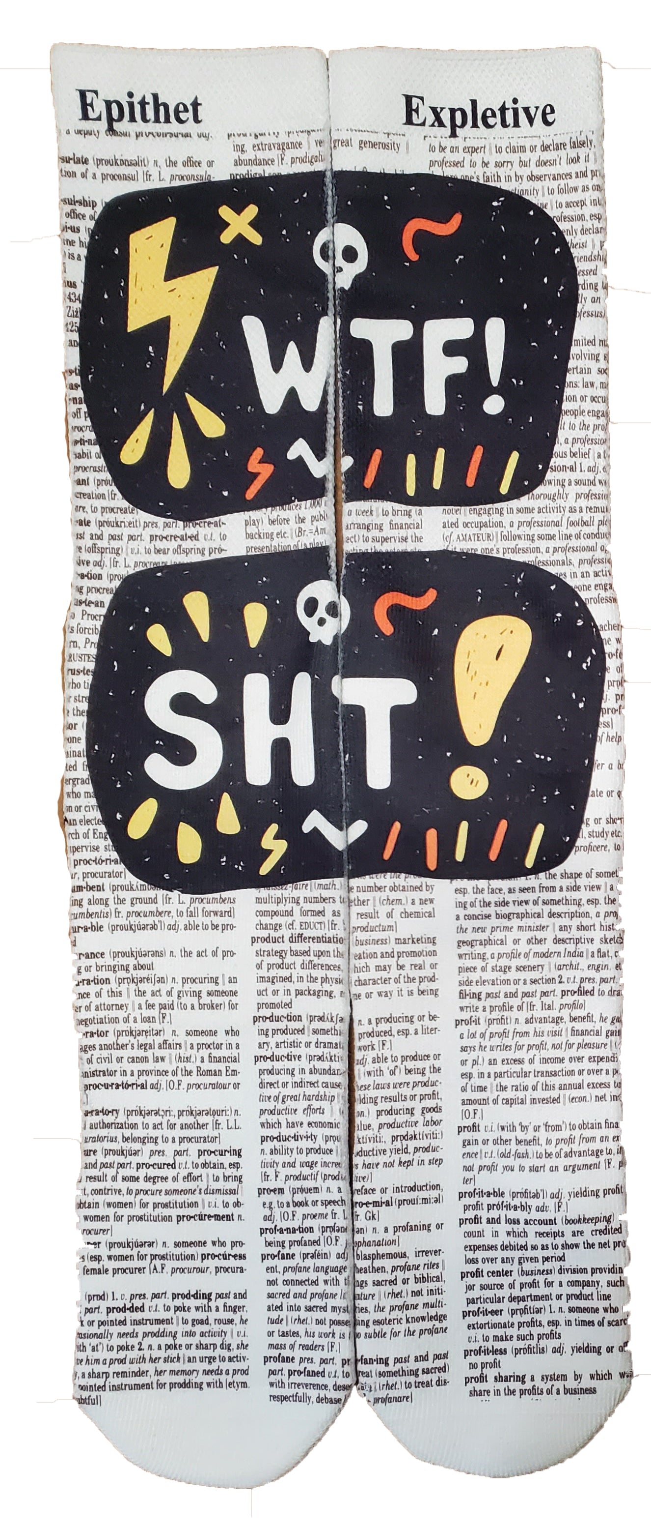 Profanity Epithet Expletive Unisex Dictionary Art Socks
