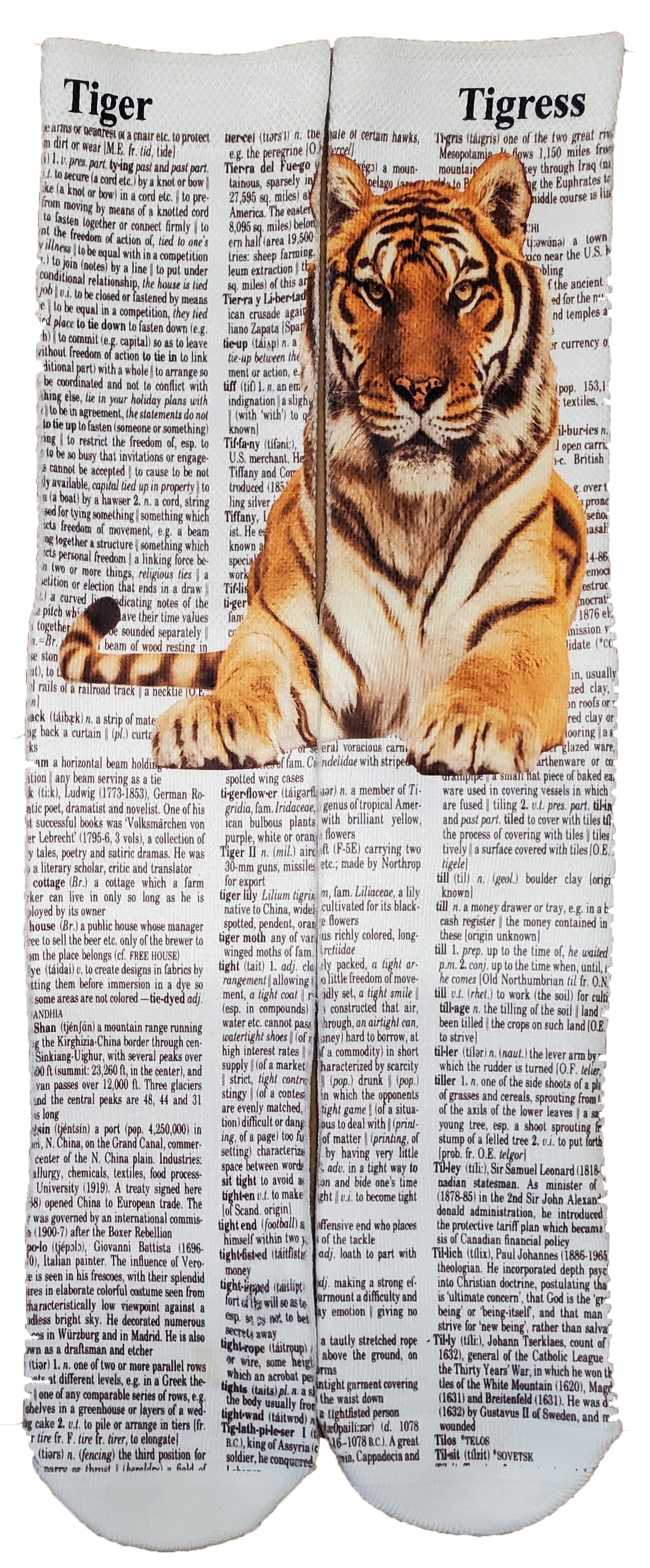 Tiger Tigress Unisex Dictionary Art Socks