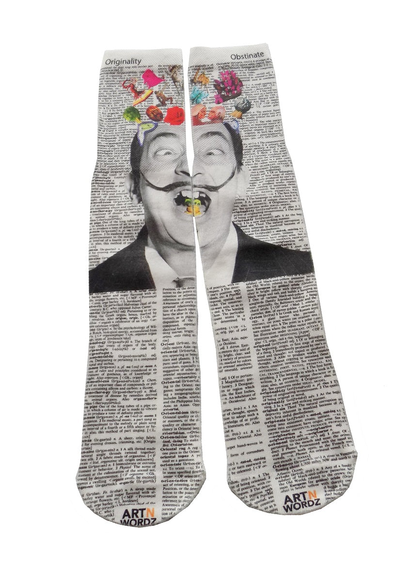 Wearable Hello Dali Unisex Dictionary Art Socks