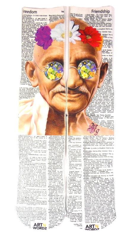 Wearable Gandhi Flower Unisex Dictionary Art Socks