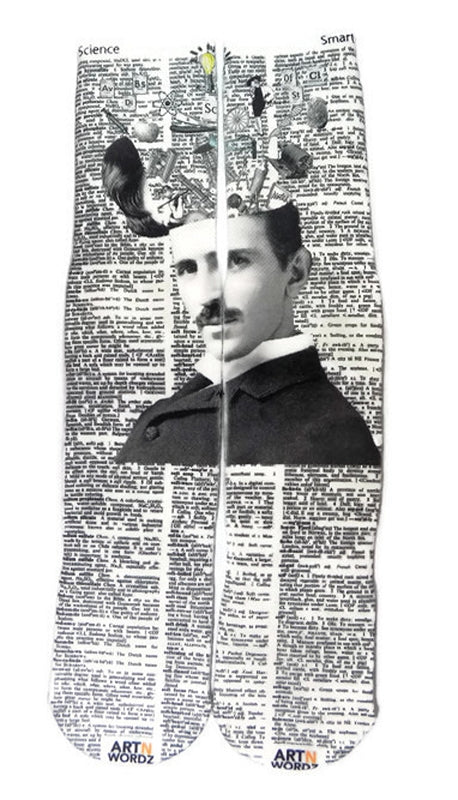 Wearable Scientist Tesla Unisex Dictionary Art Socks