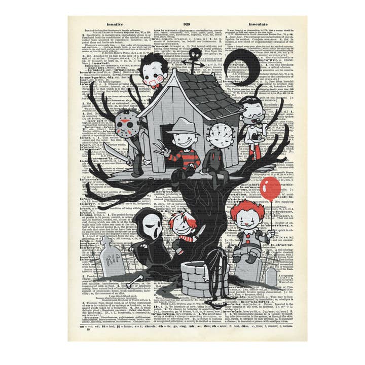 Horror Friends Halloween Dictionary Art Print